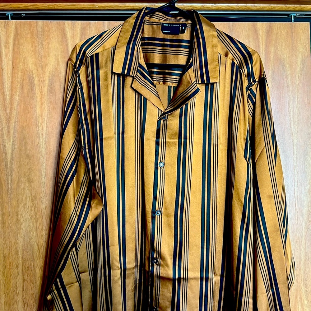 ASOS- Satin Men Stripped  Long Sleeves Shirt 2XL